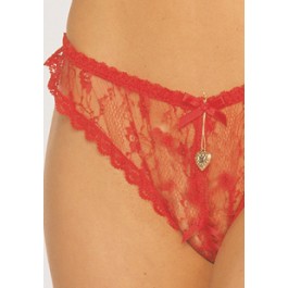 Women's Crotch Less Lace Panty With Gold Locket