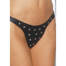 Plus Size Women's Leather Thong With Stud Detail