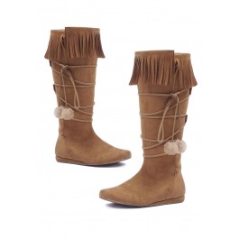 Women's 1 Inch Heel Boot With Fringe And Poms