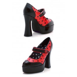 5.5 Inch Heel Mary Jane Women'S Size Shoe With Polka-Dot And Ladybug Button