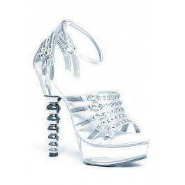 6 Inch Spherical Heel Sandal Women'S Size Shoe With Closed Heel And Silver Rivets