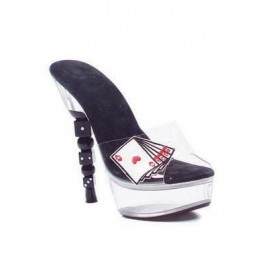 6.5 Inch Dice Heel Sandal Women'S Size Shoe With Playing Card Graphic