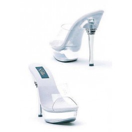 6 Inch Clear Mule Women'S Size Shoe With Rhinestone Silver Metallic Heel