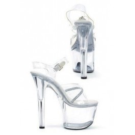 7 Inch Heel Clear Sandal Women'S Size Shoe With Ankle Strap And Rhinestone Detail At Toe