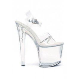 8 Inch Heel Clear Sandal Women'S Size Shoe With Rhinestone Detail At Toe