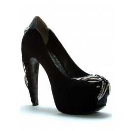 5 Inch Velvet Pump With Contrasting Trim