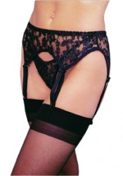 Plus Size Lace Garter Belt With Thong
