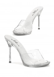 4.5 Inch Clear Mule Women'S Size Shoe With Metallic Heel