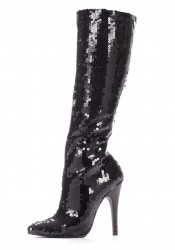 5 Inch Heel Knee Boot Women'S Size Shoe With Sequins